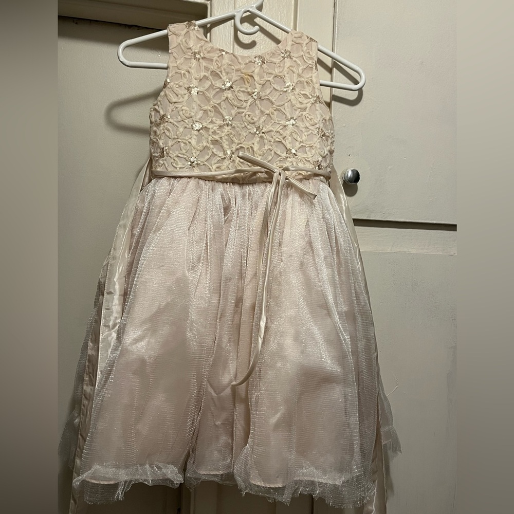 Barbie Cream Floral Lace Kids Dress